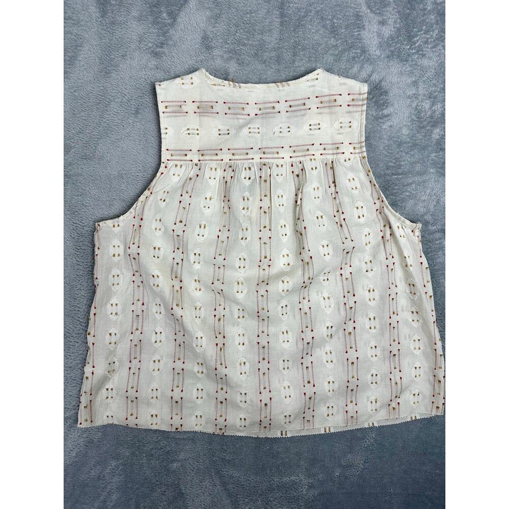 Faherty Skylar Sunburst Cream Tassel Tank Top Medium Desert Boho Organic Cotton - Picture 8 of 12